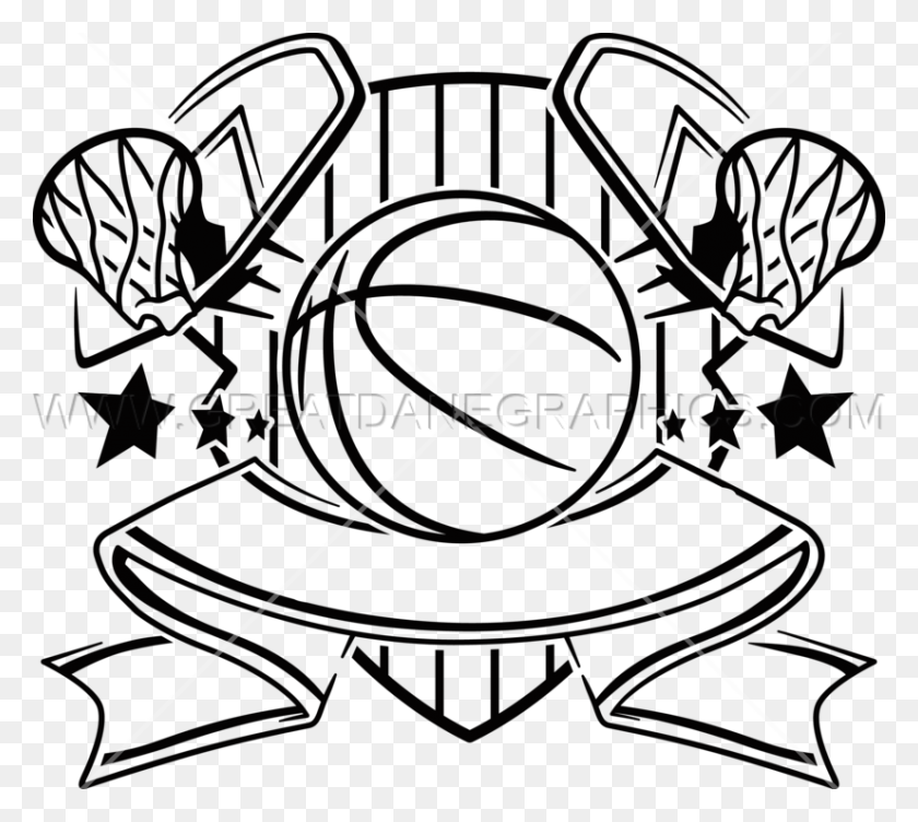 825x732 Basketball Crest Production Ready Artwork For T Shirt Printing - Basketball Net Clipart Black And White