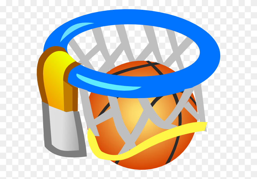 600x526 Basketball Net And Ball Clip Art - Basketball And Net Clipart