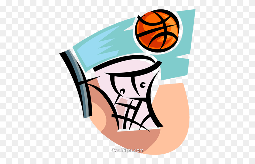 449x480 Basketball Net And Ball Royalty Free Vector Clip Art Illustration - Basketball Net Clipart