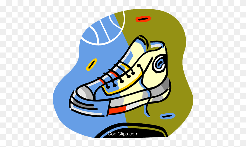 480x444 Basketball Shoe Royalty Free Vector Clip Art Illustration - Wrestling Shoes Clipart