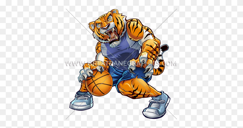 385x385 Ilustraciones Listas Para La Producción Del Tigre De Baloncesto Para La Impresión De Camisetas - Clipart De La Mascota Del Tigre