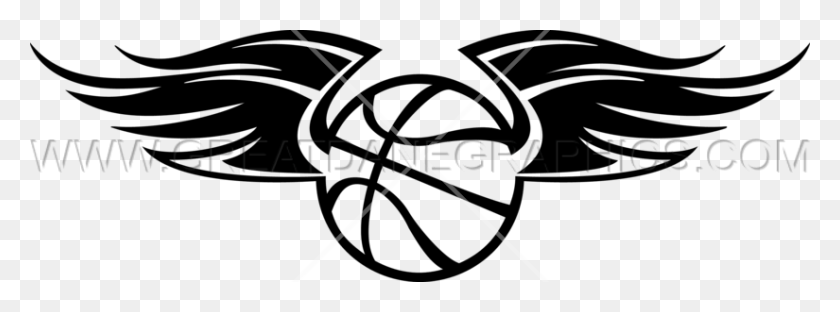 825x267 Basketball Wings Production Ready Artwork For T Shirt Printing - Wings Clipart Black And White