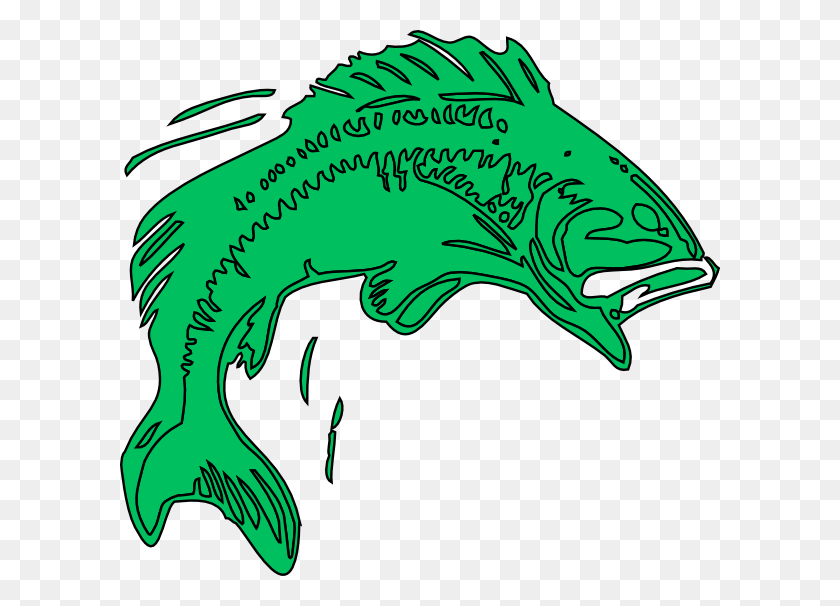 600x546 Bass Fish Green Png Large Size - Bass Fish PNG