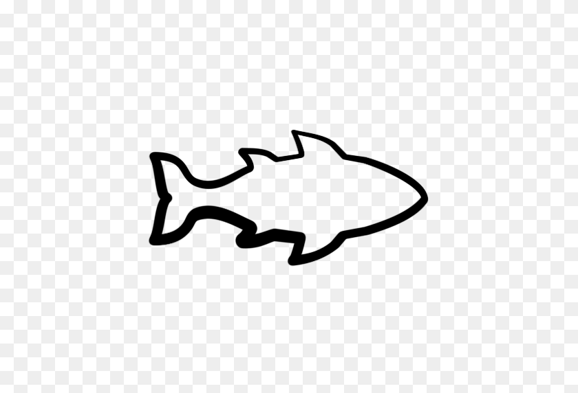 512x512 Bass Fish Outline - Shark Outline Clipart