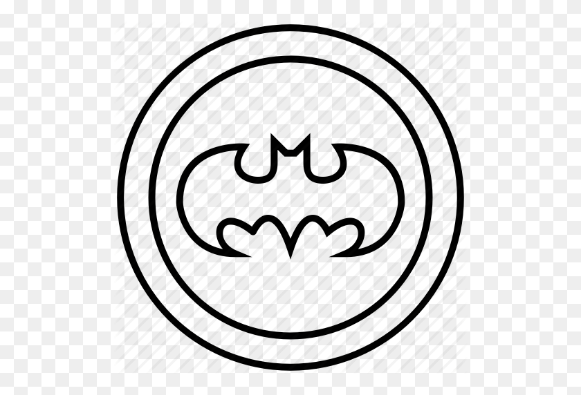 512x512 Bat, Batman, Emblem, Sign, Superhero Icon - Superhero Black And White Clipart