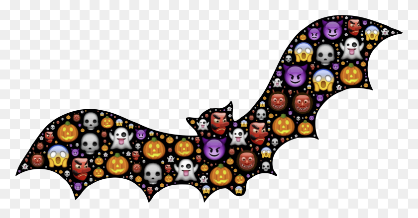 2374x1156 Bat Clipart Colorful - Bat Clipart