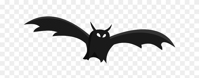 640x272 Летучая Мышь Клипарт Изображение Черная Летучая Мышь С Острыми Зубами И Большими Красными Глазами - Клипарт С Острыми Зубами