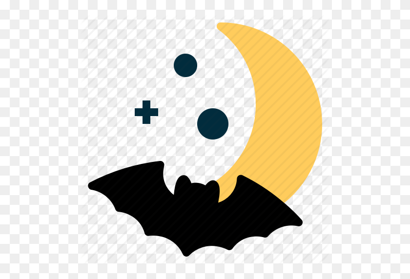 512x512 Bat, Crescent, Halloween, Horror, Moon, Spooky, Star Icon - Halloween Bat PNG