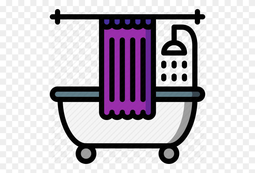 512x512 Bath, Bathroom, Color, Curtain, Shower, Tub Icon - Shower Curtain Clipart
