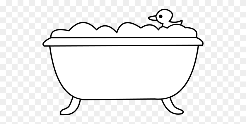 550x366 Bath Tub And Rubber Ducky Line Art - Suds Clipart