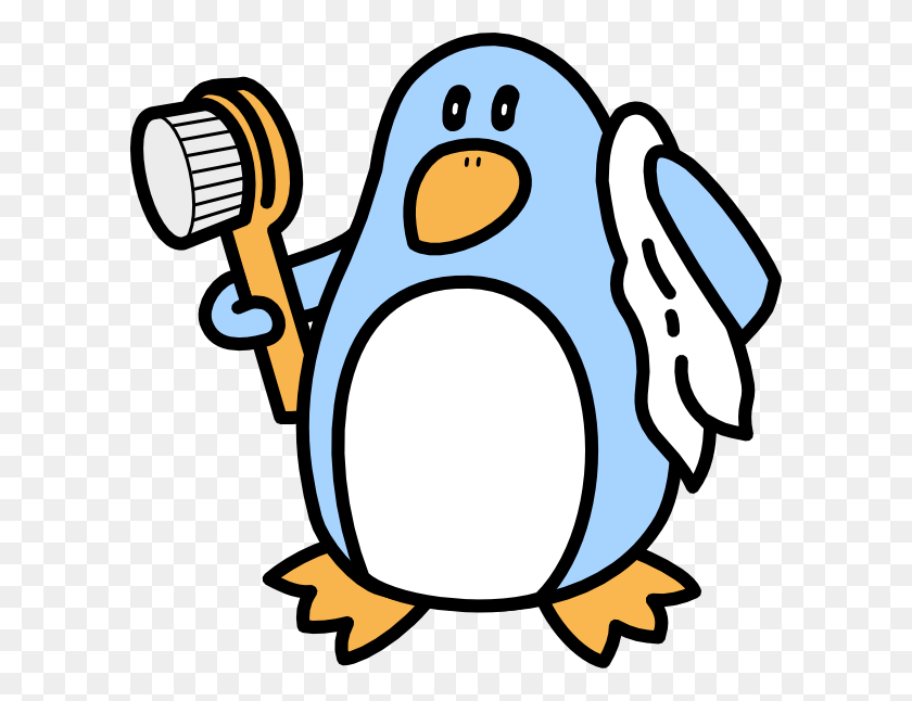 600x586 Bathing Penguin Clip Art - Boy Brushing Teeth Clipart
