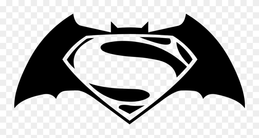 1024x512 Логотипы Бэтмен Против Супермена - Черно-Белый Клипарт Супермен