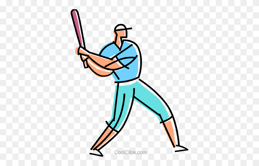 382x480 Batter Ready For The Pitch Royalty Free Vector Clip Art - Baseball Batter Clipart
