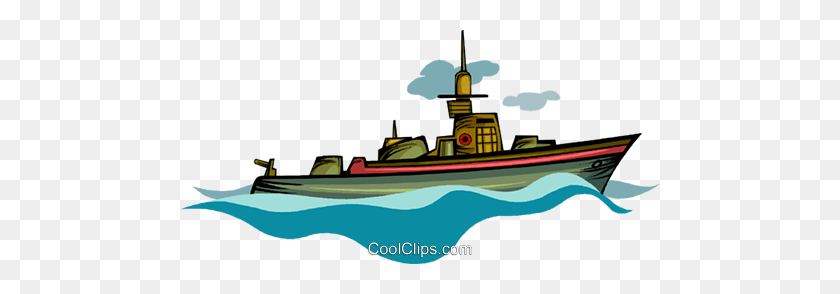 480x234 Battle Ship Royalty Free Vector Clip Art Illustration - Navy Ship Clipart