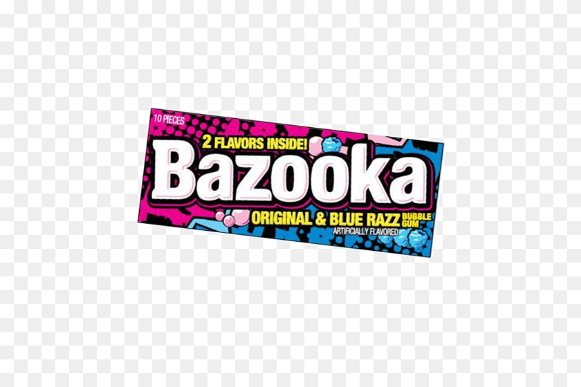 500x500 Bazooka Original Blue Razz Bubble Gum Piece Wallet Pack - Bazooka PNG