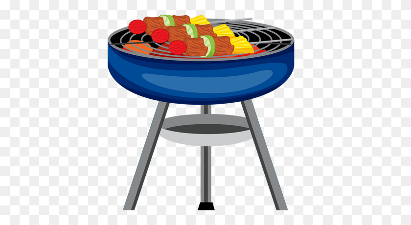 400x400 Bbq Grill With Fire Clipart - Bbq Pit Clipart