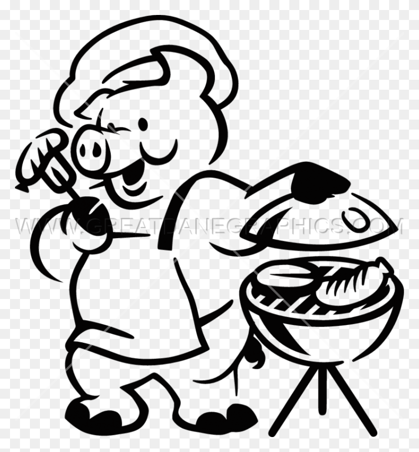 825x896 Bbq Pig Grilling Production Ready Artwork For T Shirt Printing - Bbq Grill PNG