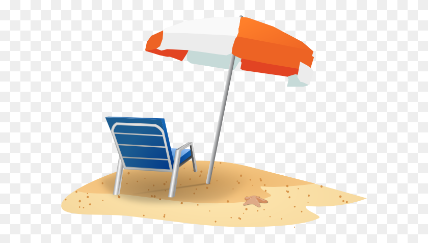 600x417 Beach Chair And Umbrella Clip Art - Family Vacation Clipart