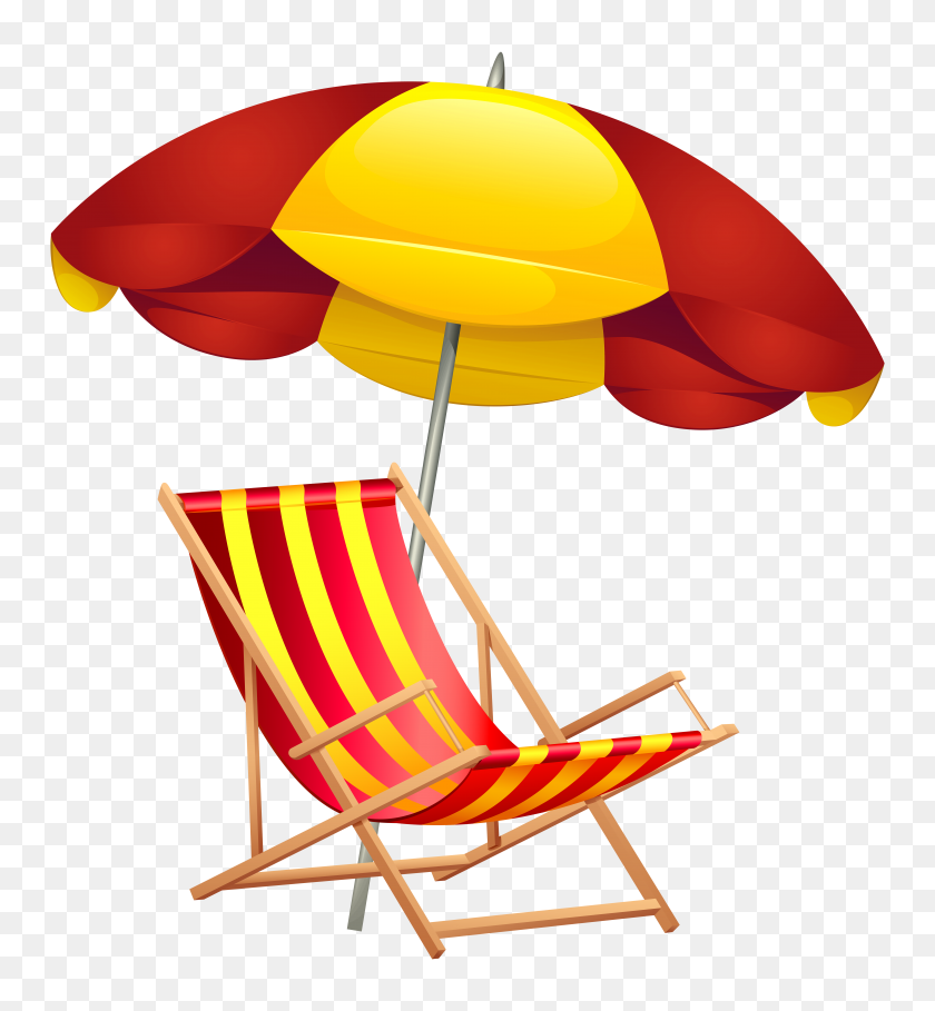 7344x8000 Beach Chair And Umbrella Png Clip Art Gallery - Vacation Clipart