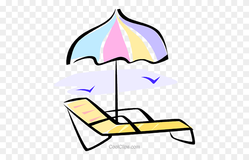 476x480 Beach Chair And Umbrella Royalty Free Vector Clip Art Illustration - Beach Sign Clipart