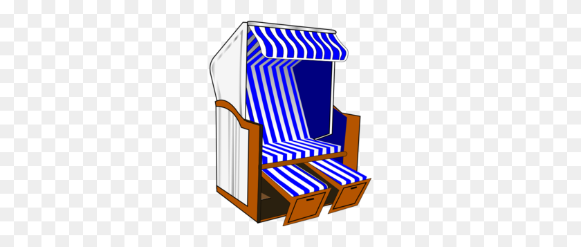 234x297 Beach Chair With Blue Striped Awning Clip Art - Awning Clipart