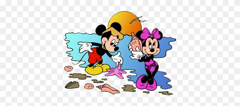 416x312 Beach Clipart Minnie Mouse - Mickey And Minnie Mouse Clipart