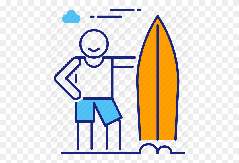 512x512 Playa, Extremo, Deportes, Verano, Tabla De Surf, Persona Que Practica Surf, Icono De Surf - Tabla De Surf Clipart Png
