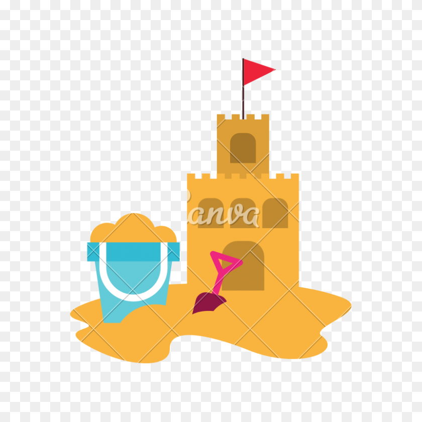 800x800 Beach Sandcastle With Sand Bucket - Sand Castle PNG