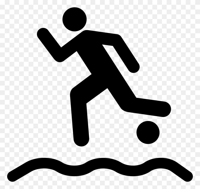 980x924 Beach Soccer Player Running With The Ball On The Sand Png Icon - Sand PNG