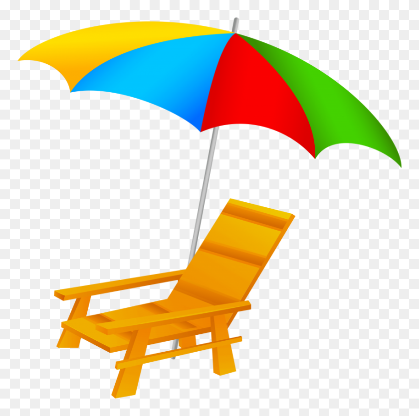 850x845 Beach Umbrella And Chair Png - Beach Background PNG