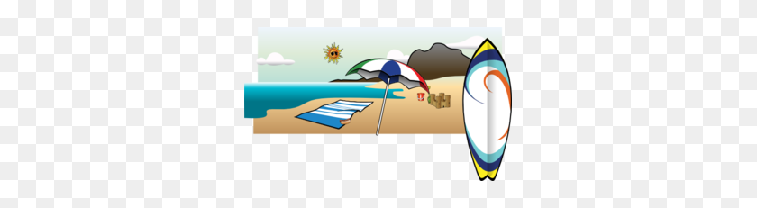 297x171 Beach Umbrella, Ocean, Surfboard, Beach Scene Clip Art Clip Art - Ocean Scene Clipart