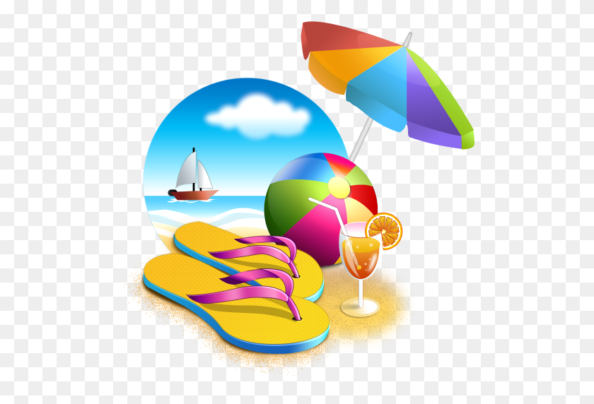 512x512 Beach, Umbrella, Sea, Cocktail, Ball, Summer Png - Sea PNG