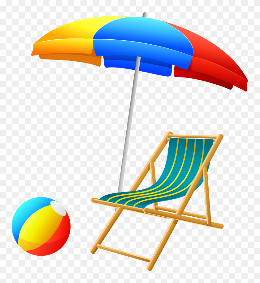 7313x8000 Beach Umbrella With Chair And Ball Png Clip Art - Website Clipart