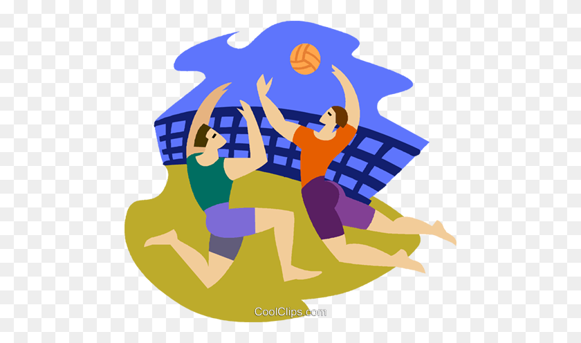 480x436 Beach Volleyball Royalty Free Vector Clip Art Illustration - Volleyball Clipart PNG