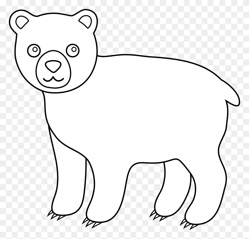 7463x7128 Медведь Клипарт Черно-Белый - Черно-Белый Клипарт Медведь