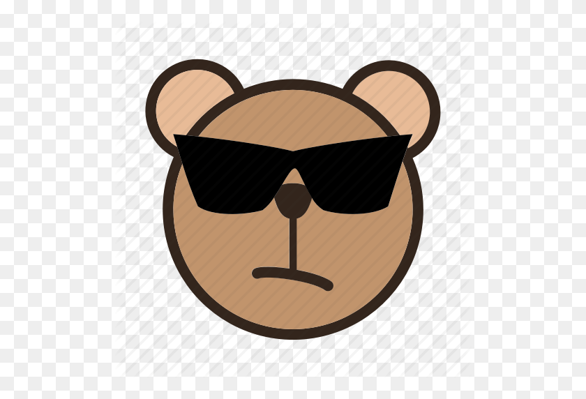 512x512 Bear, Cool, Emoji, Gomti, Sunglass, Sunglasses Icon - Sunglasses Emoji Clipart