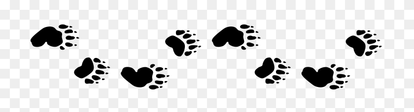 2550x552 Bear Foot Print Group With Items - Polar Bear Clipart Black And White