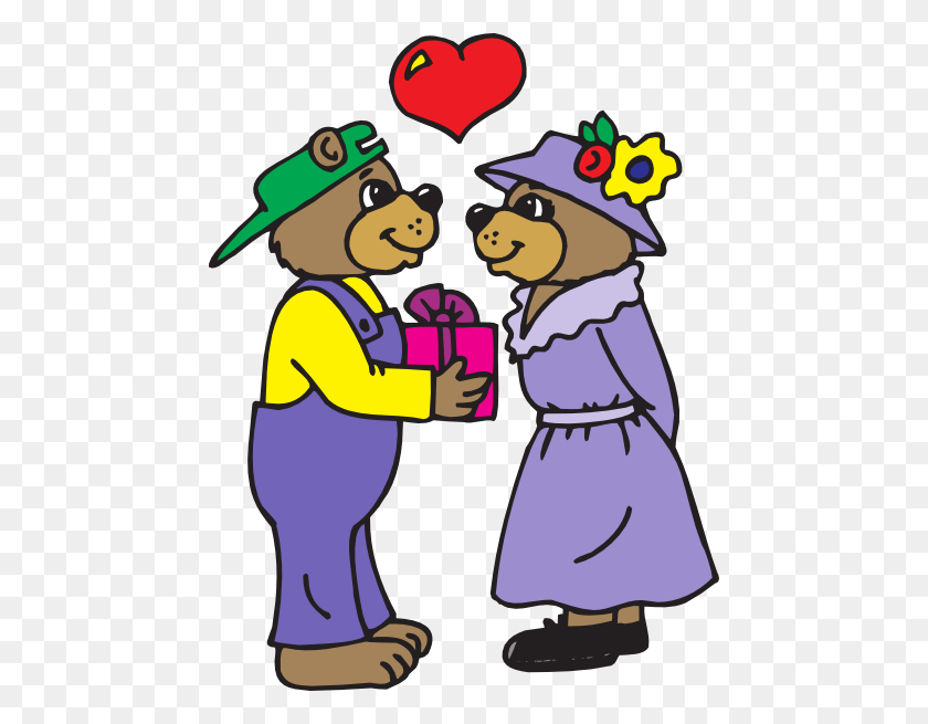 462x595 Bear Giving A Gift Png, Clip Art For Web - Interaction Clipart