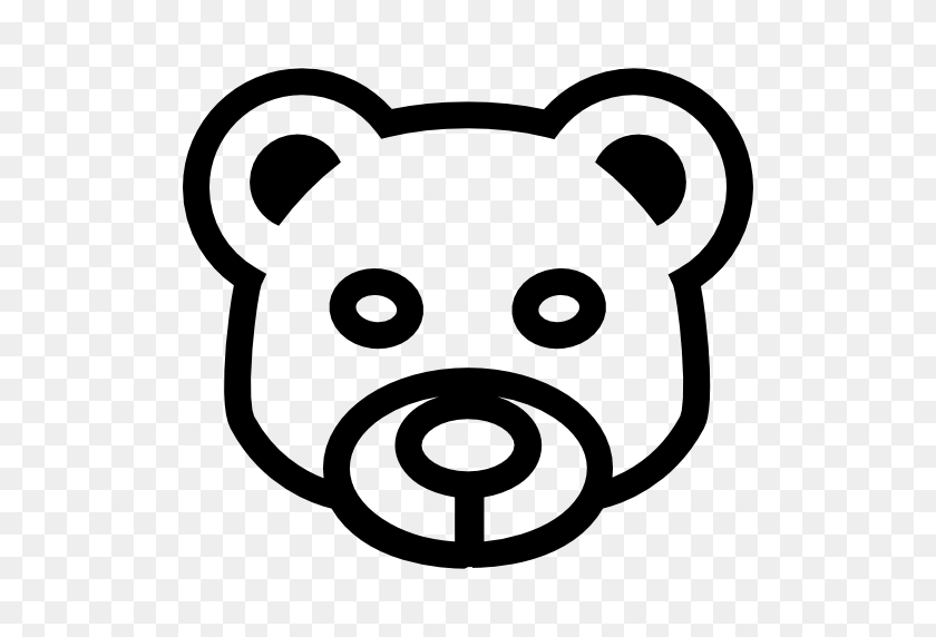 512x512 Bear Head Frontal Outline - Bear Head PNG