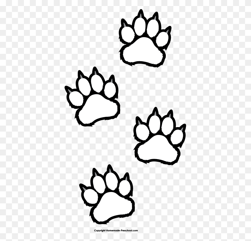 407x746 Bear Paw Prints Clipart Clipartfest - Paw Clipart Blanco Y Negro