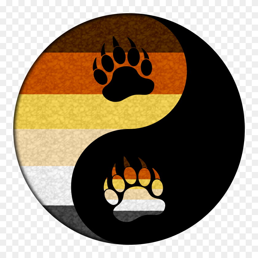 3000x3000 Bear Pride Yin And Yang With Paw Symbols Black, Gray, White, Tan - Legal Scales Clipart