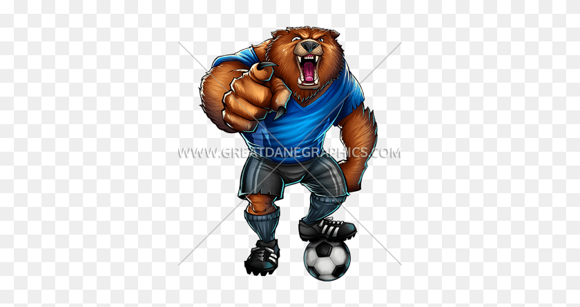 324x385 Bear Soccer Player Production Ready Artwork For T Shirt Printing - Bear Mascot Clipart