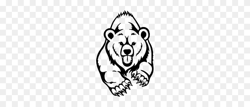 300x300 Bear Stickers Car Decals Cuddly, Terrifying Goofy Bears - Grizzly Bear Clipart Black And White