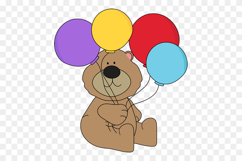 463x500 Bear With Balloons Clip Art - I Forgot Clipart