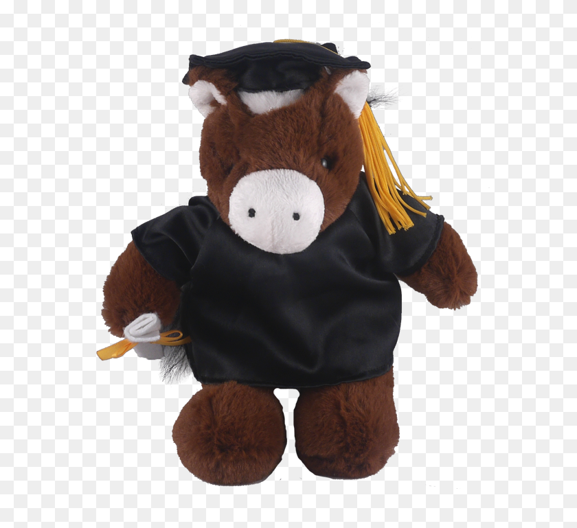 586x709 Bear With Me Plush Horse With Personalized Black Graduation - Cap And Gown PNG