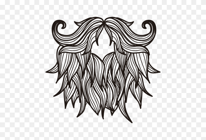 512x512 Beard Hipster Moustache - White Beard PNG