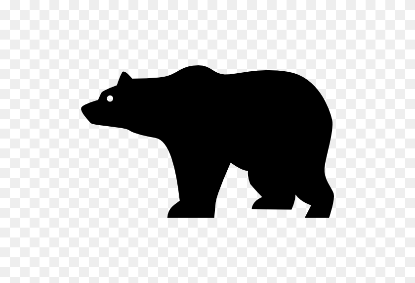 512x512 Медведь, Животные, Вид Сбоку, Силуэт Медведя, Медведь, Вид Сбоку Медведя - Черный Медведь Png