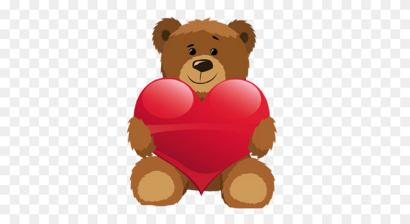 400x400 Bears With Love Hearts Cartoon Clip Art - Floating Hearts Clipart