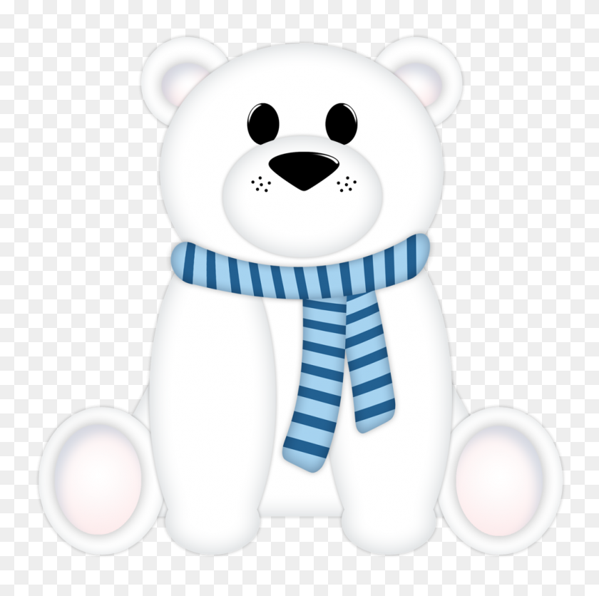 1024x1019 Bearwithscarf Wintersticker Bear, Polar Bear - Polar Bear Clipart