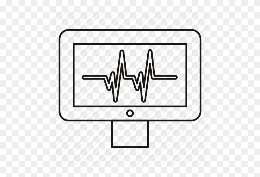 512x512 Beat, Electrocardiogram, Heartbeat, Line, Monitor, Outline, Pulse Icon - Heartbeat Line PNG